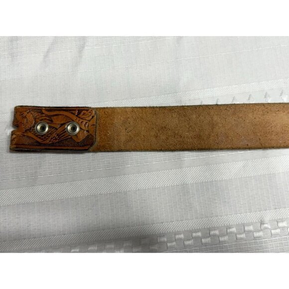 Handcrafted Leather Belt Men's Engraved Eagle Mountain Design Intricate Western - Picture 7 of 8